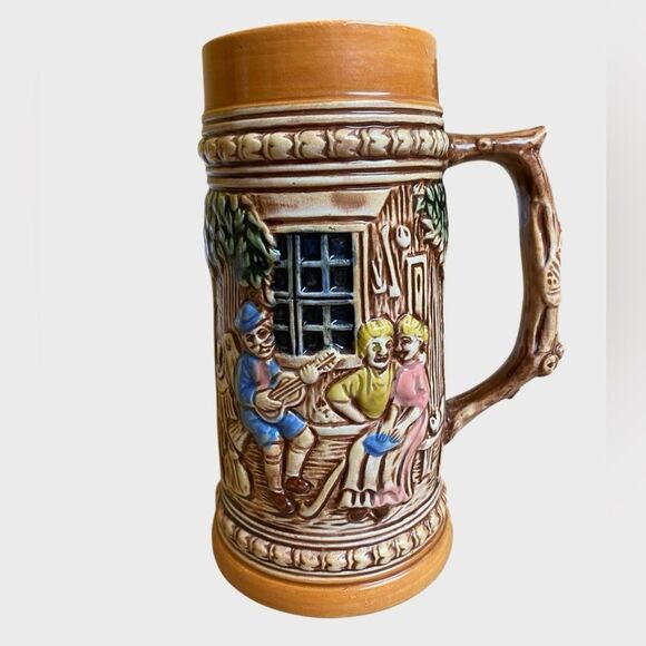 Vintage Japanese Ceramic Beer Mug German Style Beer Stein 7" - Picture 1 of 11